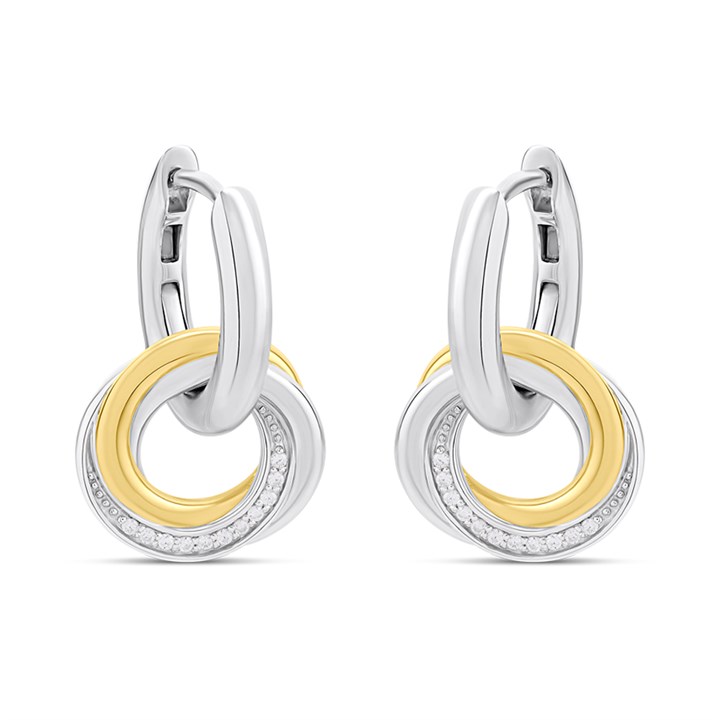 TI SENTO Gold Plated Silver 7976ZY CZ Twist Hoop Earrings - F69129