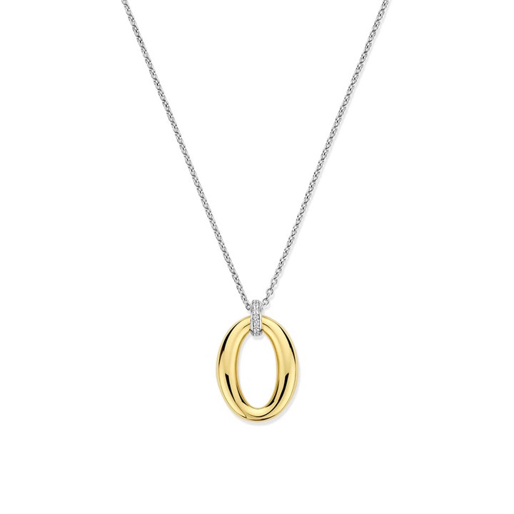 TI SENTO Gold Plated Silver 34091ZY/42 CZ Oval Necklace - F69141