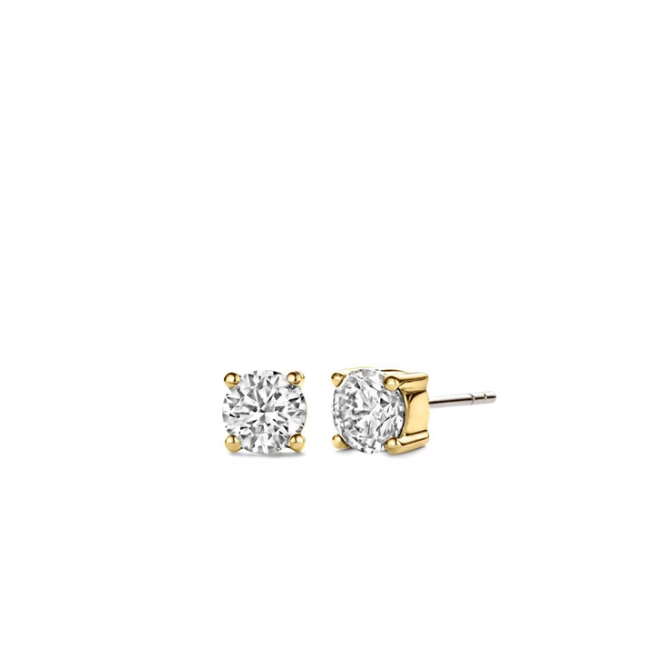 TI SENTO GP Silver 7319ZY CZ 6MM Stud Earrings - F69142