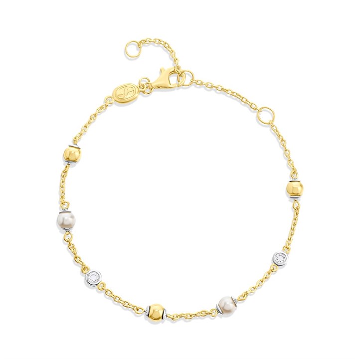 TI SENTO Gold Plated Silver 23076ZY CZ Station Bracelet - F69148