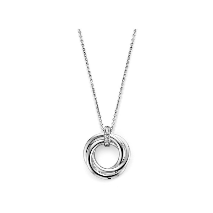 TI SENTO Silver Cubic Zirconia Twist Necklace - F6918