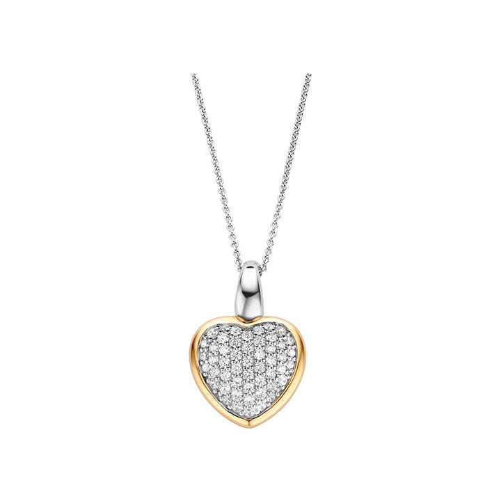 TI SENTO Gold Plated Silver Cubic Zirconia Heart Necklace - F6923
