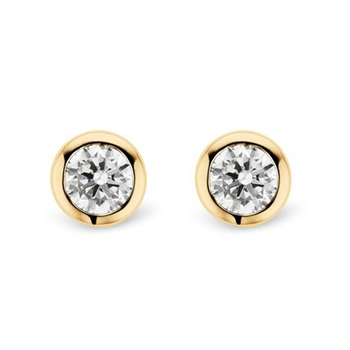 TI SENTO Gold Plated Silver Solitaire Stud Earrings - F6926
