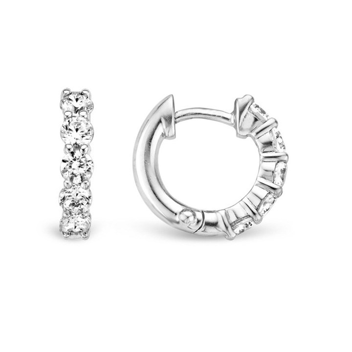 TI SENTO Silver Cubic Zirconia Hoop Earrings - F6927