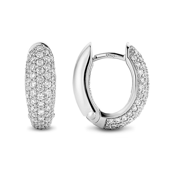 TI SENTO Silver Cubic Zirconia Huggie Earrings - F6931