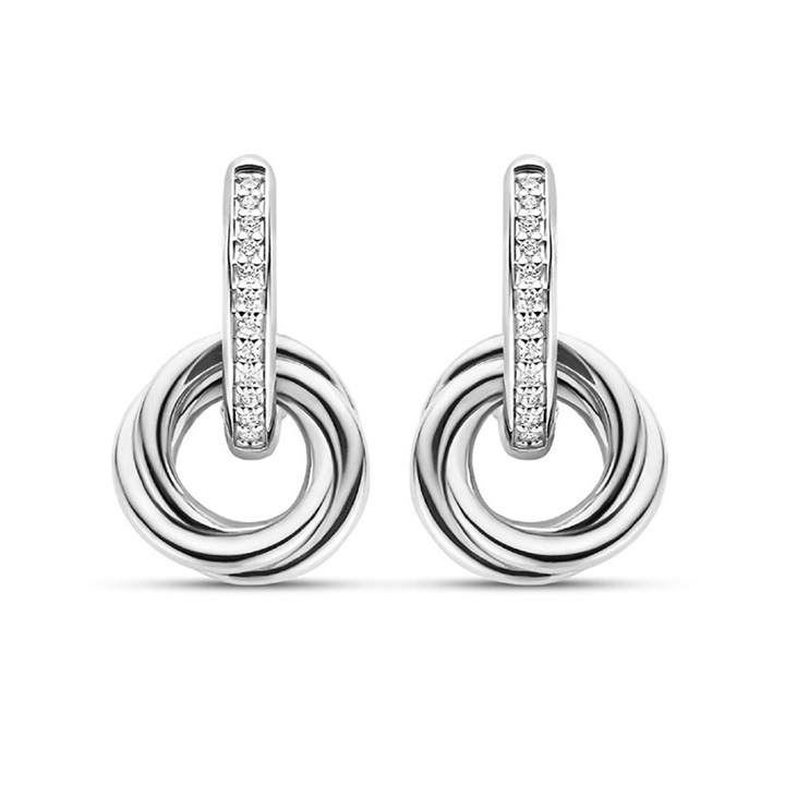TI SENTO Silver Cubic Zirconia Twist Drop Earrings - F6934