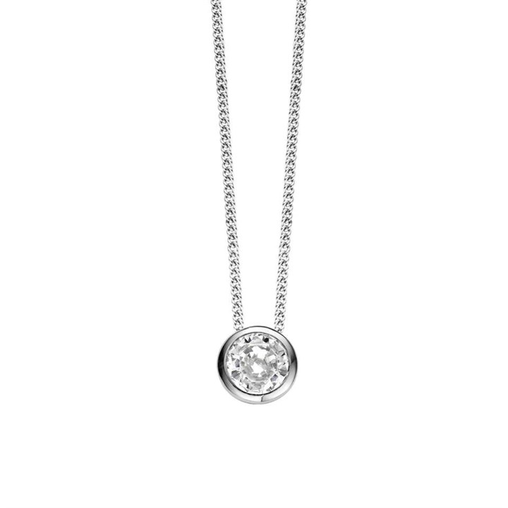 TI SENTO Silver Cubic Zirconia Solitaire Necklace - F6991