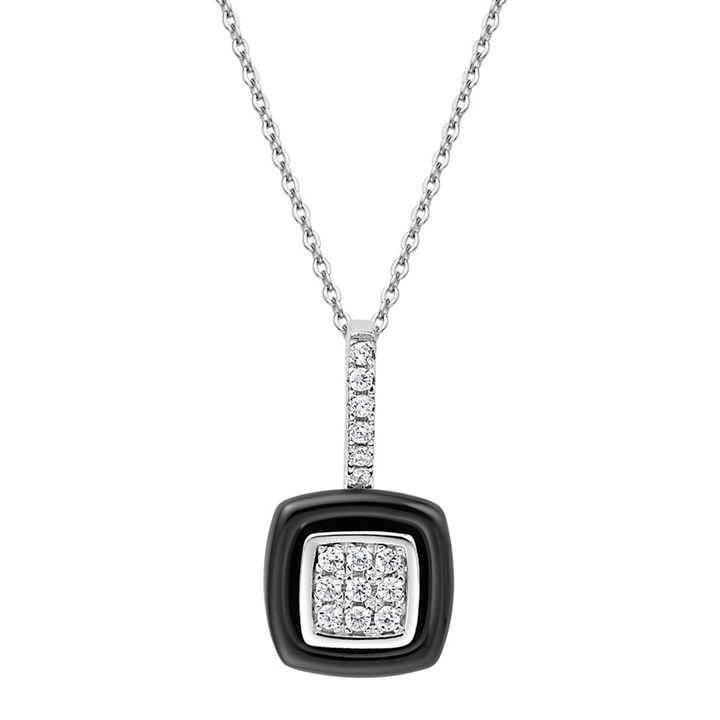 Fei Liu Silver And Black Ceramic Cubic Zirconia Necklace - F7107