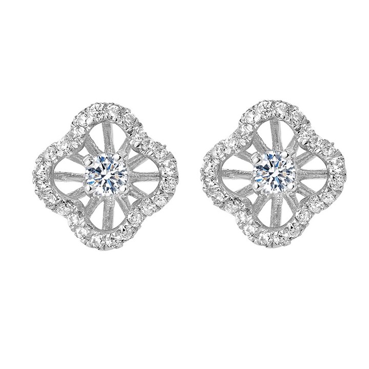 Fei Liu Silver Cubic Zirconia Cascade Stud Earrings - F7115