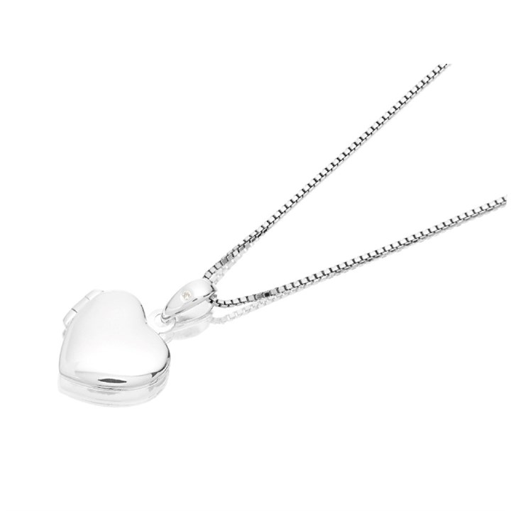 D For Diamond Silver Diamond Children's Heart Locket - F7312