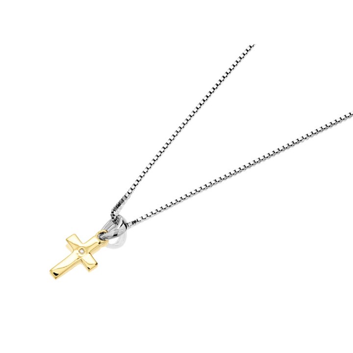 D For Diamond Gold Plated Silver Children's Cross And Chain - F7314