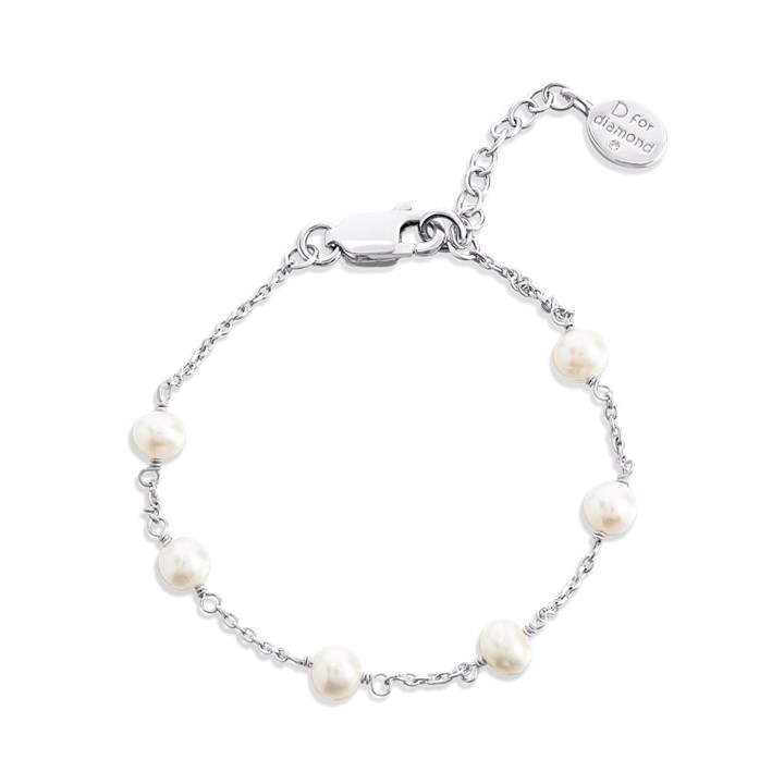 D For Diamond Silver Diamond Pearl Bracelet - F7334