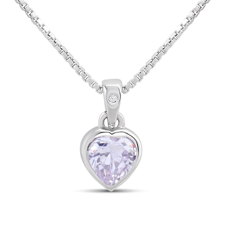 D4D Silver Diamond February Birth Crystal Necklace - F7338