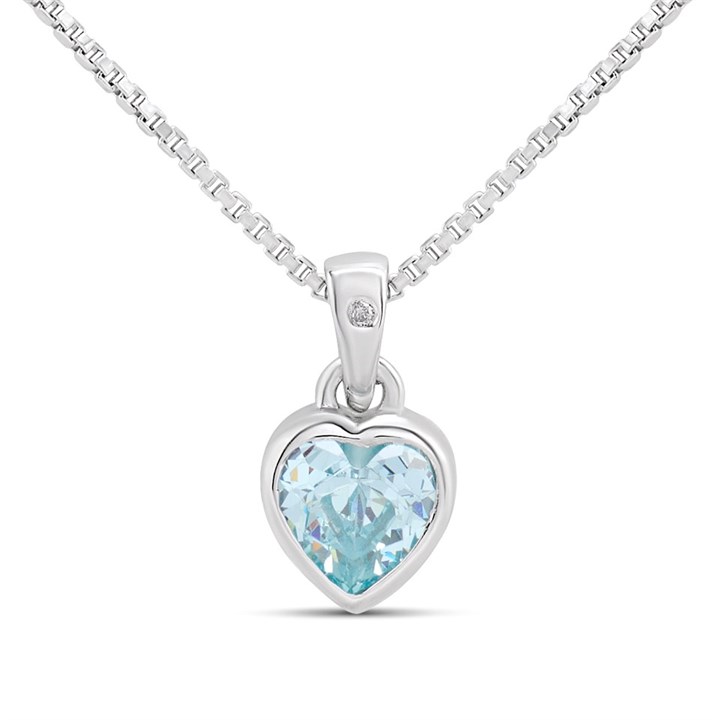 D4D Silver Diamond March Birth Crystal Pendant - F7339