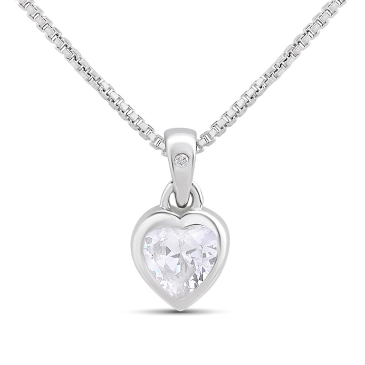 D4D Silver Diamond April Birth Crystal Necklace - F7340