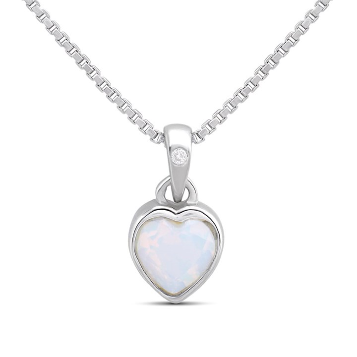 D4D Silver Diamond October Birth Crystal Necklace - F7346