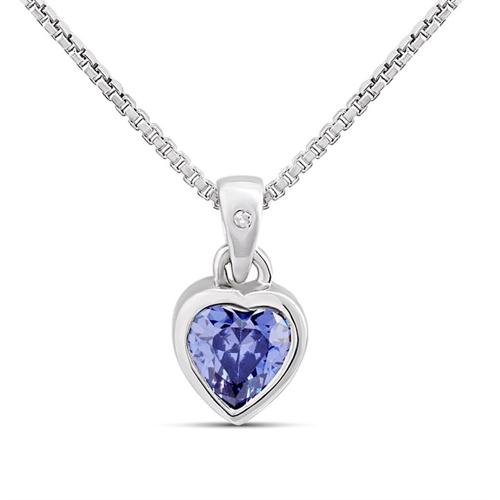 D4D Silver Diamond Dec Birth Crystal Necklace - F7348