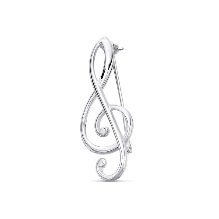Silver Treble Clef Brooch - F79002