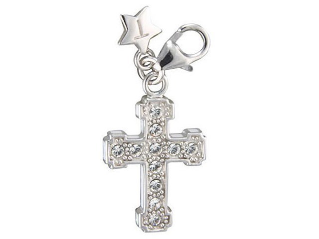 Tingle SCH142 Silver Crystal Cross Charm - F8025