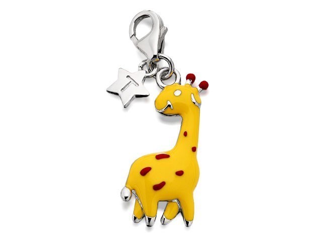 Tingle SCH251 Silver Enamel Giraffe Charm - F8052