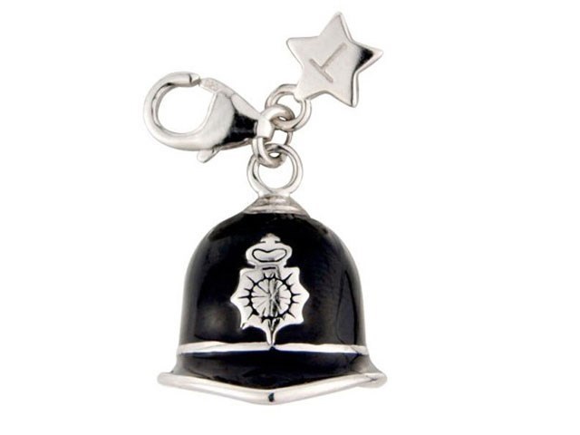 Tingle SCH214 Silver Enamel Policeman Helmet Charm - F8194