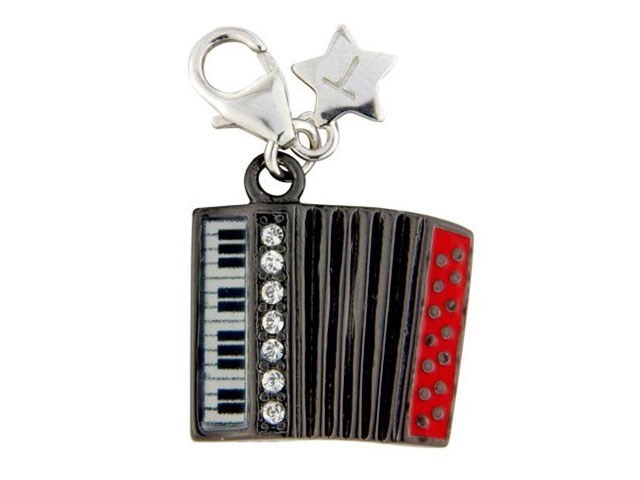 Tingle SCH231 Silver Enamel Crystal Accordian Charm - F8213