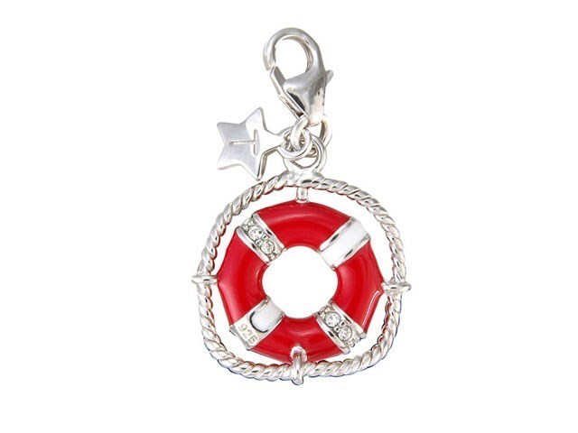 Tingle SCH73 Silver Enamel Crystal Lifebuoy Charm - F8288