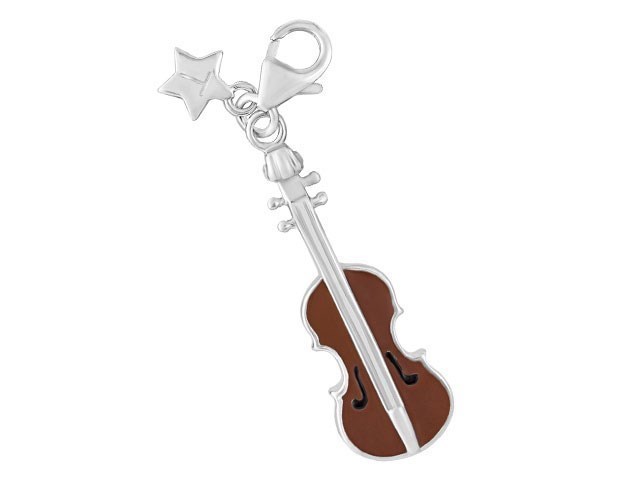 Tingle SCH271 Silver Enamel Violin Charm - F8317