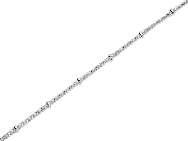 Silver 1mm Wide Diamond Cut Curb Chain With Rondels - 16in - F8604
