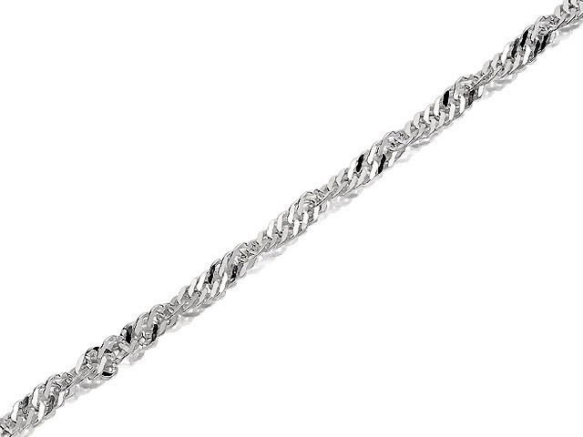 Silver 4mm Wide Singapore Chain - 16in - F8672