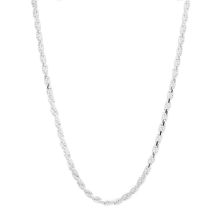 Silver 2mm Wide Diamond Cut Rope Chain - 22in - F9313
