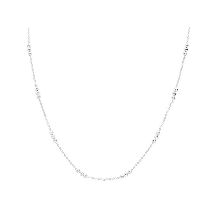 Silver Ball Station Necklace - 24in - F9511