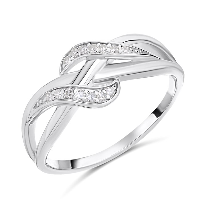 Silver Lab Grown Diamond Crossover Ring - F9704