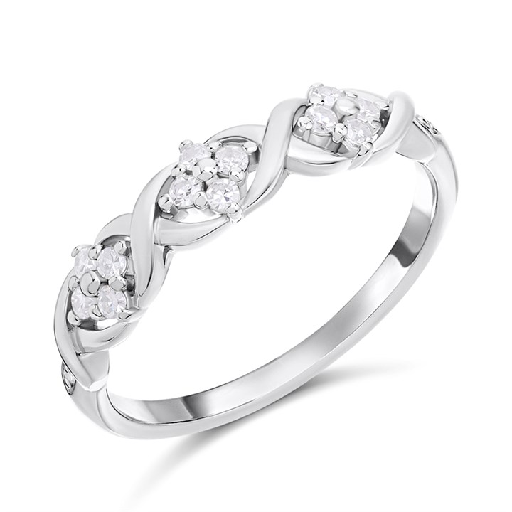 Silver Lab Grown Diamond Cluster Kiss Eternity Ring 20 points - F9707