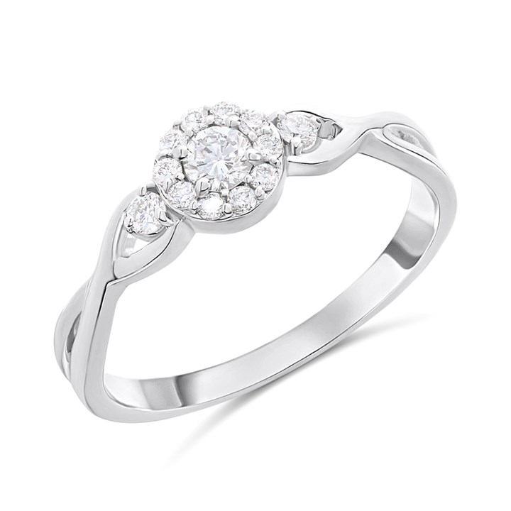 Silver Lab Grown Diamond Halo Ring - 1/4ct - F9717