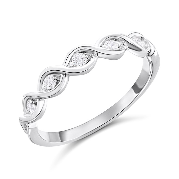 Silver Lab Grown Diamond Five Stone Ring - F9720