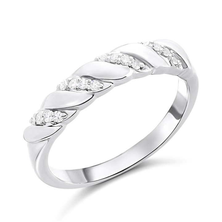 Silver Lab Grown Diamond Twist Ring - F9721