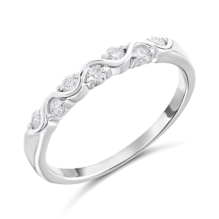 Silver Lab Grown Diamond Seven Stone Wave Ring - F9722