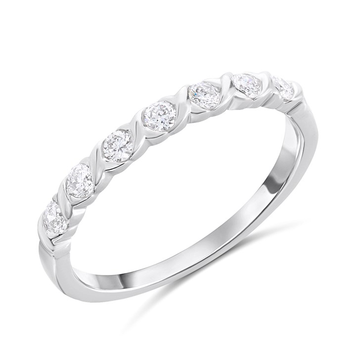 Silver Lab Grown Diamond Kiss Eternity Ring - F9723