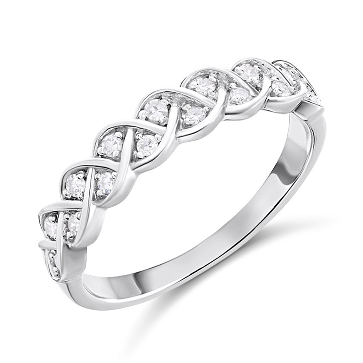 Silver Lab Grown Diamond Woven Ring - F9724
