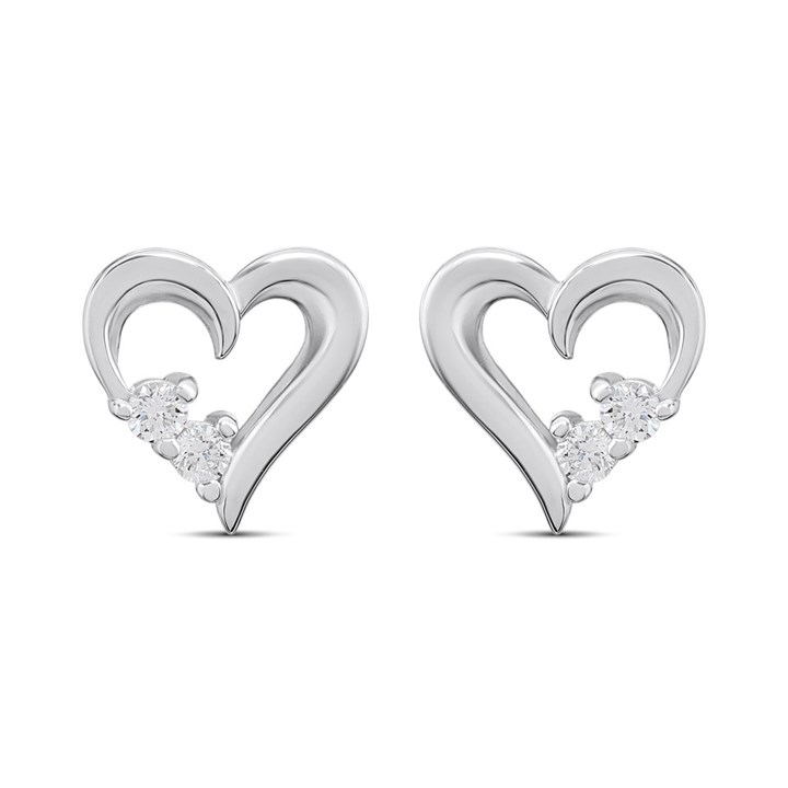Silver 1/10ct Lab Grown Diamond Heart Stud Earrings - F9805