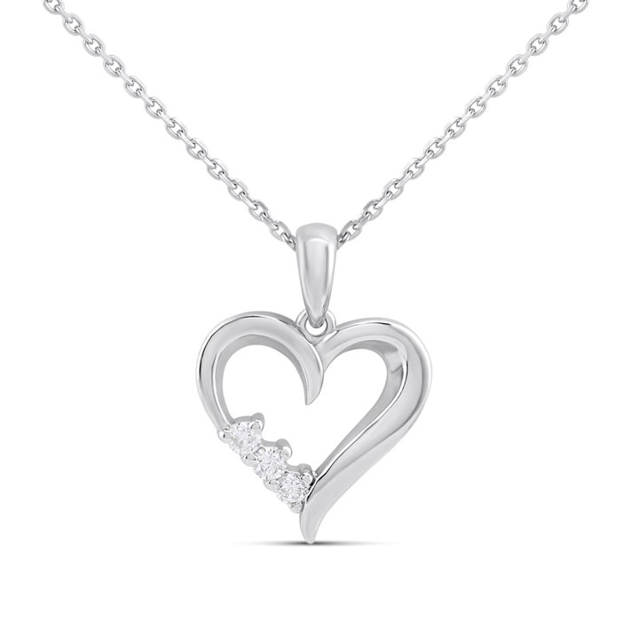 Silver 1/10ct Lab Grown Diamond Heart Necklace - F9806