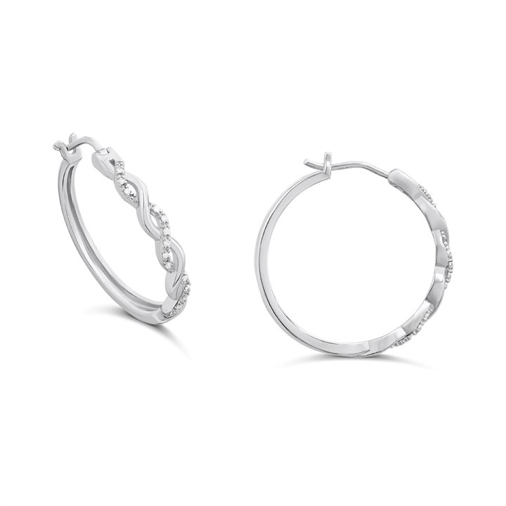 Silver 1/10ct Lab Grown Diamond Round Hoop Earrings - F9819
