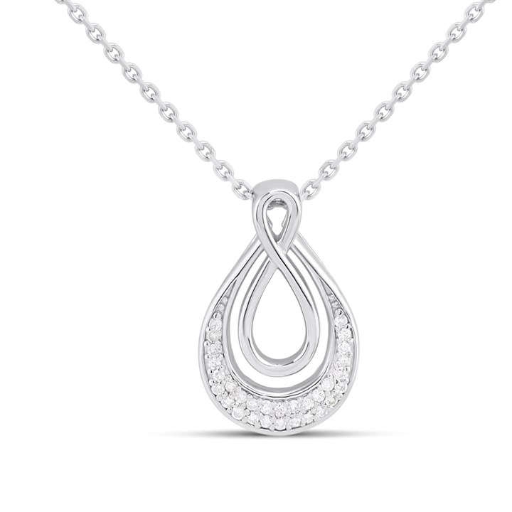 Silver Lab Grown Diamond Teardrop Necklace - F9820