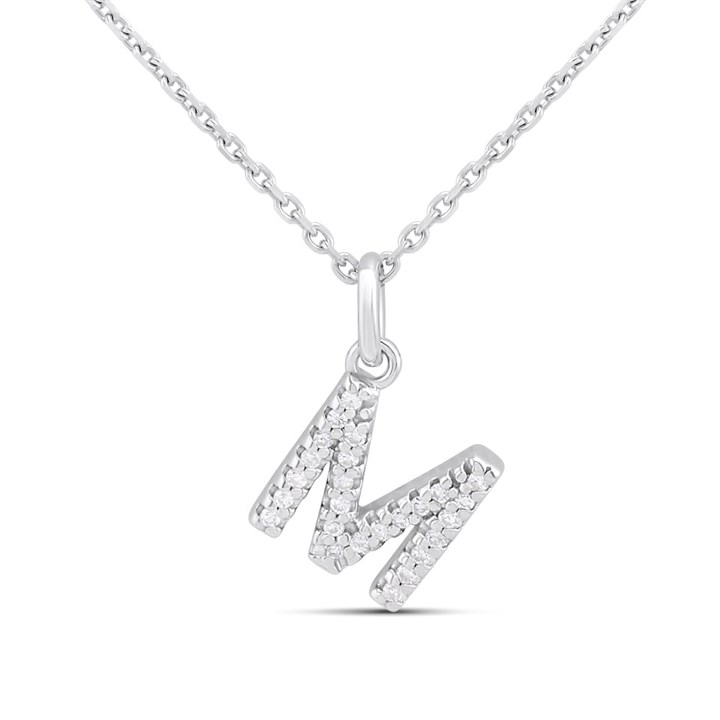 Silver Lab Grown Diamond Initial Necklace- M - F9824