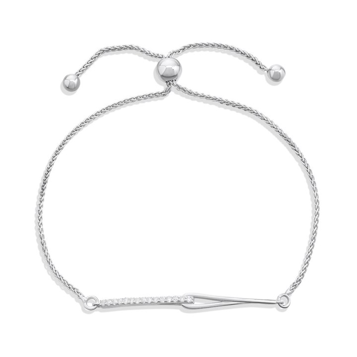 Silver 0.13ct Lab Grown Diamond Link Adjustable Bracelet - F9832