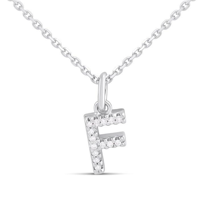 Silver Lab Grown Diamond Initial Necklace- F - F9836