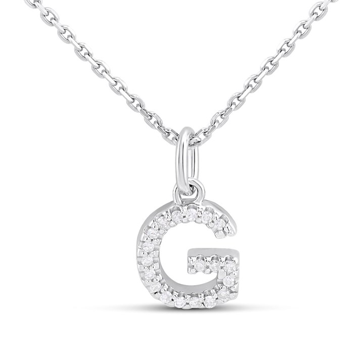 Silver Lab Grown Diamond Initial Necklace- G - F9837