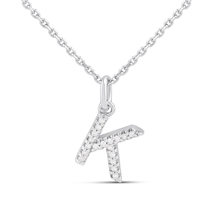 Silver Lab Grown Diamond Initial Necklace- K - F9840