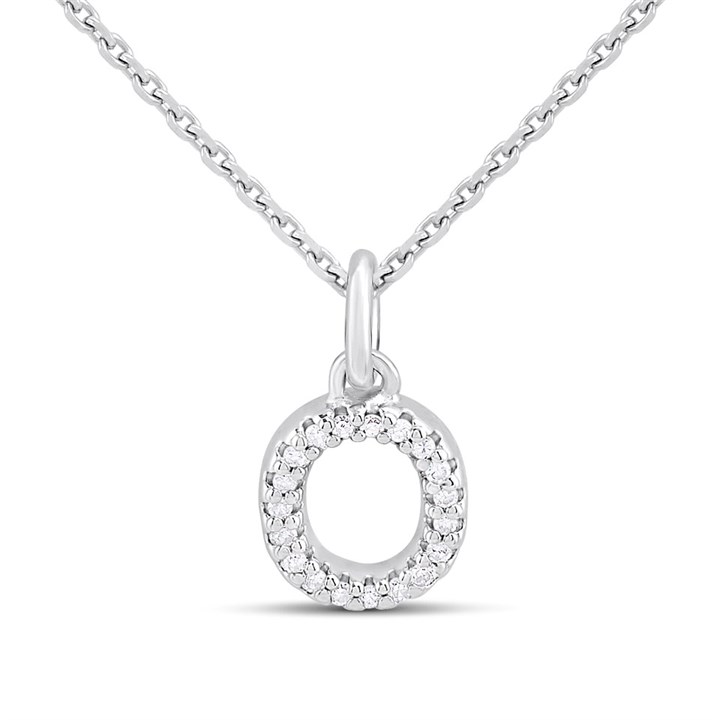 Silver Lab Grown Diamond Initial Necklace- O - F9842